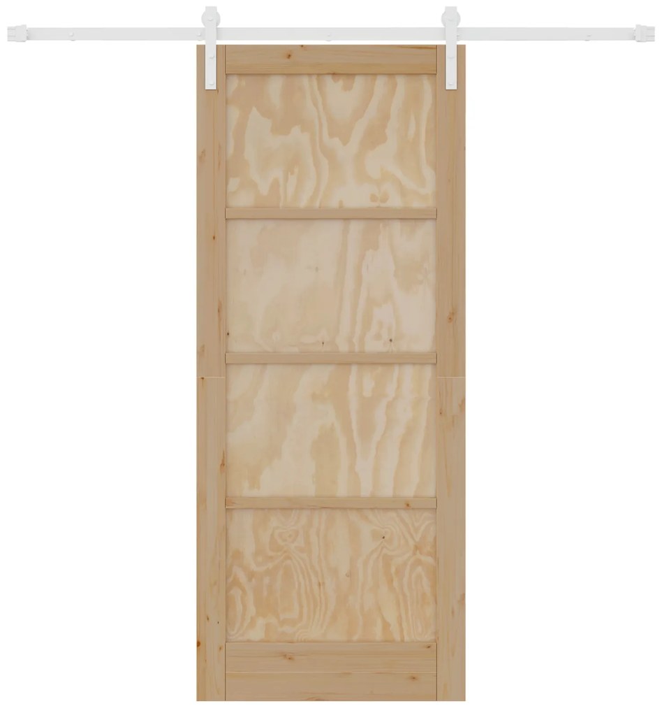 Porta Deslizante com Conjunto de Ferragens 83x202 cm Madeira Sólida de