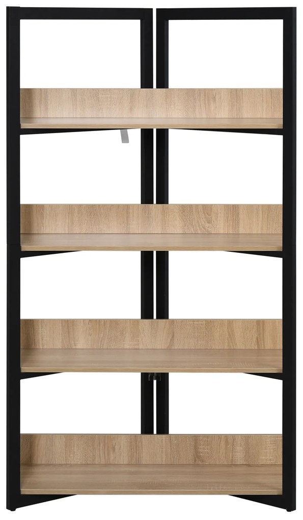 HOMCOM Estante de 4 Níveis Estante de Estilo Industrial com Grande Espaço de Armazenamento Sistema Anti-Tombo 90x39x160cm Preto e Carvalho
