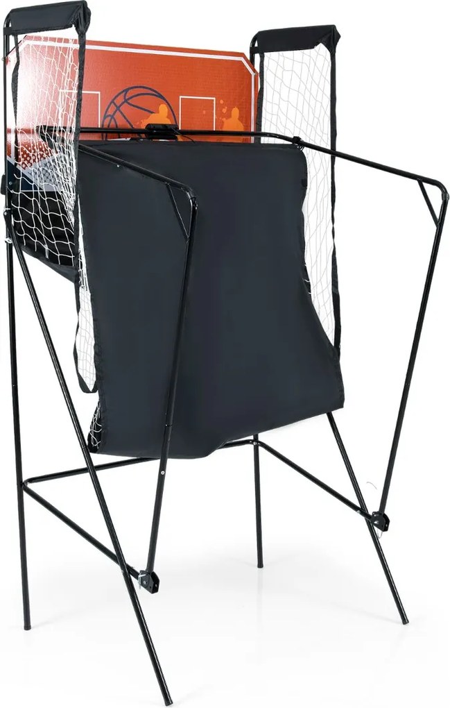 Jogo Arcade de Basquetebol Dobrável Máquina de Cesto de Basquetebol para Crianças com 8 Modos Marcador Eletrónico e Efeitos Sonoros Jogo Preto