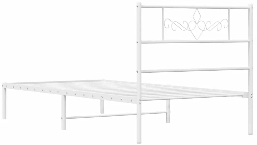 Estrutura de cama com cabeceira 100x190 cm metal branco