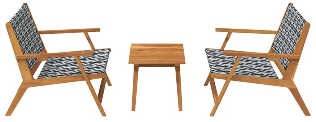 Cadeiras de Jardim com Mesa, Conjunto de 3 Peças, Preto e Branco, Made