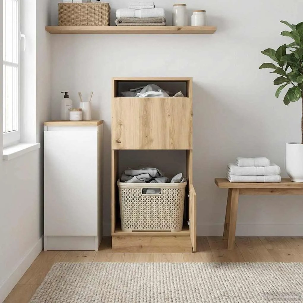 vidaXL Armário de Lavanderia Carvalho Artesanal 50 x 68 x 102 cm