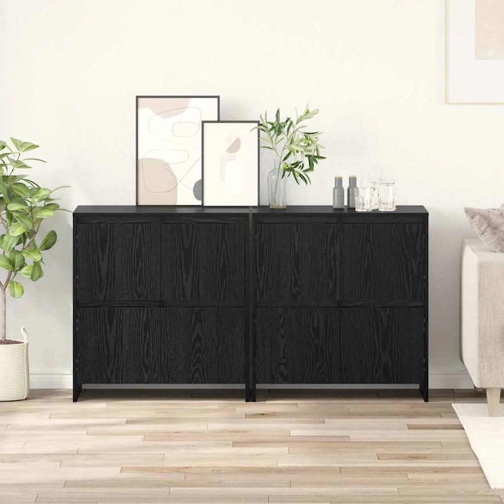 vidaXL Aparadores 2 pcs Carvalho preto 70 x 41 x 75 cm