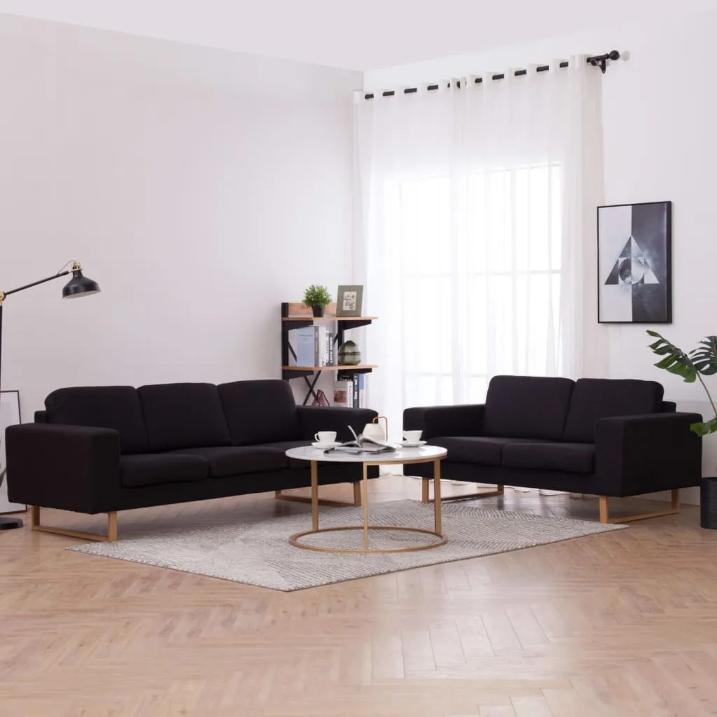 276863 vidaXL 2 pcs conjunto de sofás tecido preto