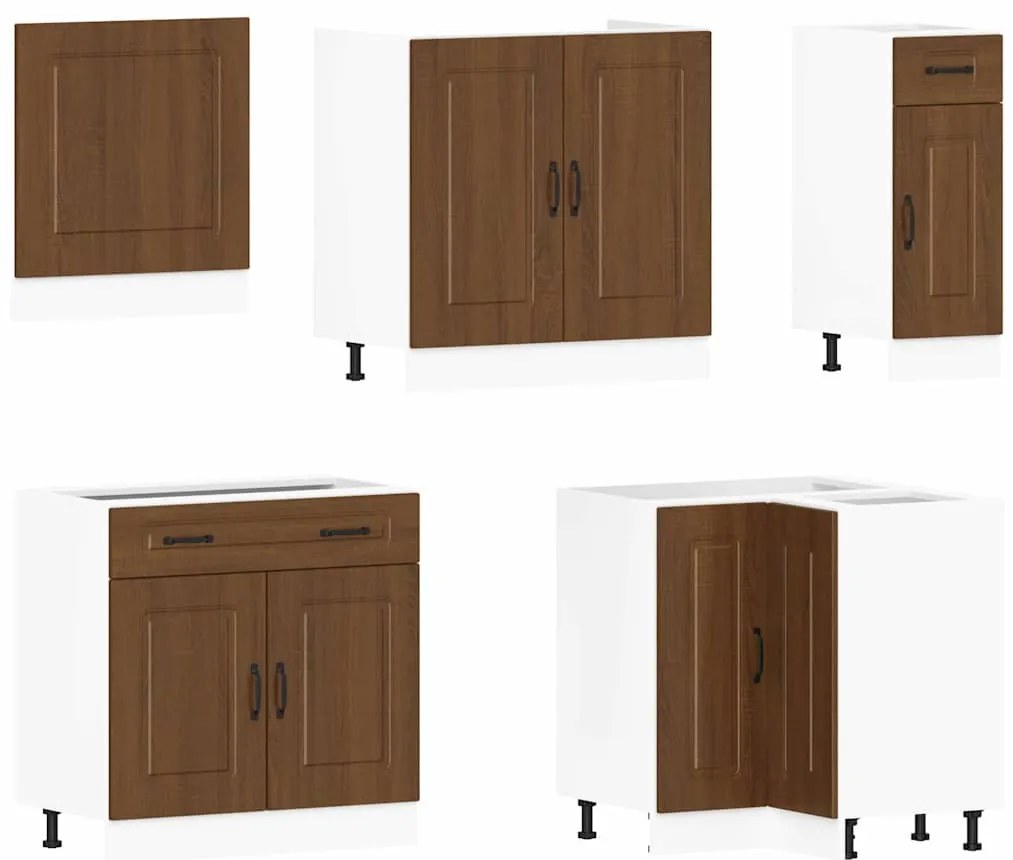 11 peças armário de cozinha conjunto Kalmar carvalho castanho