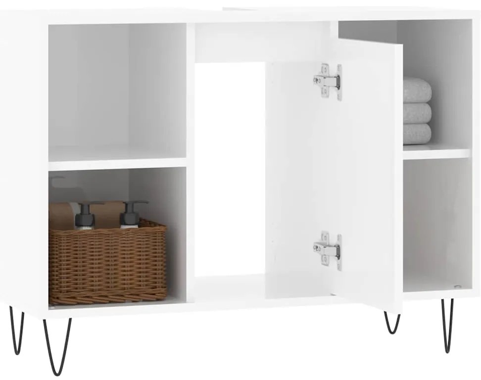 Armário WC 80x33x60 cm derivados de madeira branco brilhante