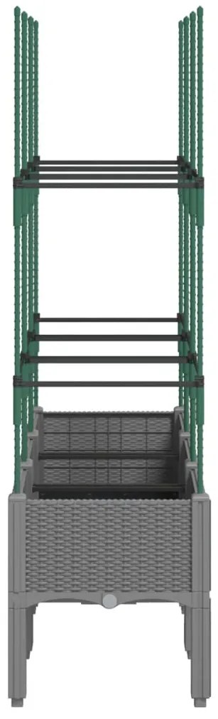 Vaso/floreira jardim c/treliça 120x40x142,5cm PP cinzento-claro