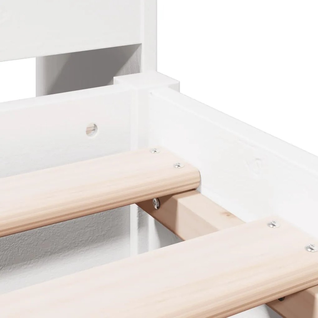 Cama com estante sem colchão 140x190 cm pinho maciço branco
