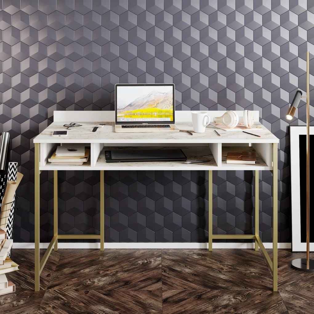Secretária Tumata – Gold White – 120x75x60 cm
