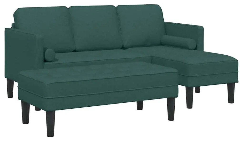Conjunto de Sofá 2 peças com Almofadas Tecido Verde Escuro