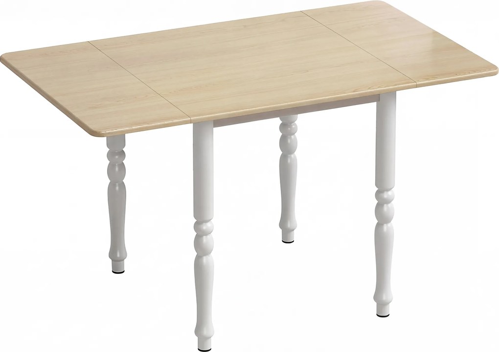 HOMCOM Mesa de jantar dobrável para 4 a 6 pessoas 74-134 cm, mesa de cozinha com 2 abas, pés em aço, madeira natural | Aosom Portugal