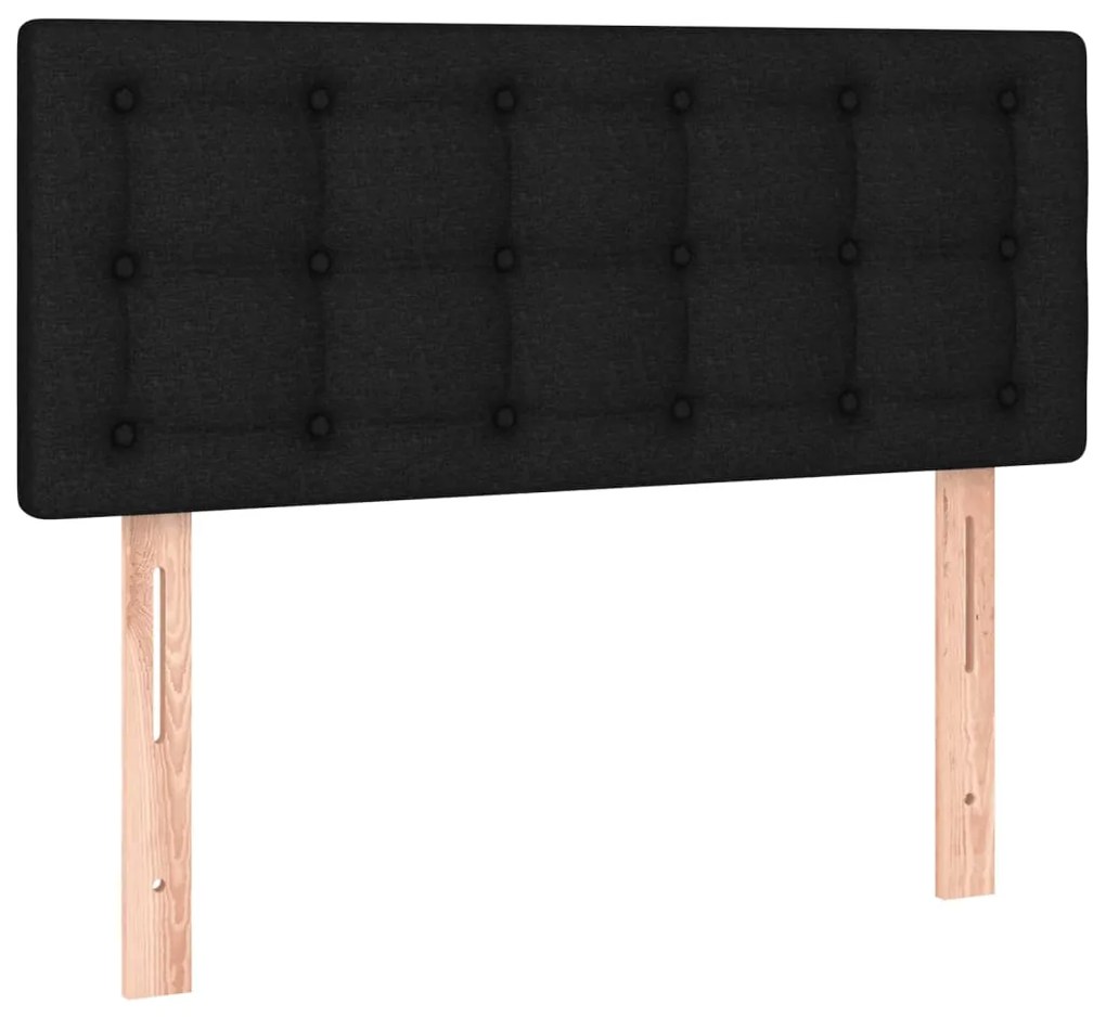 Cama box spring c/ colchão e LED 120x190 cm tecido preto
