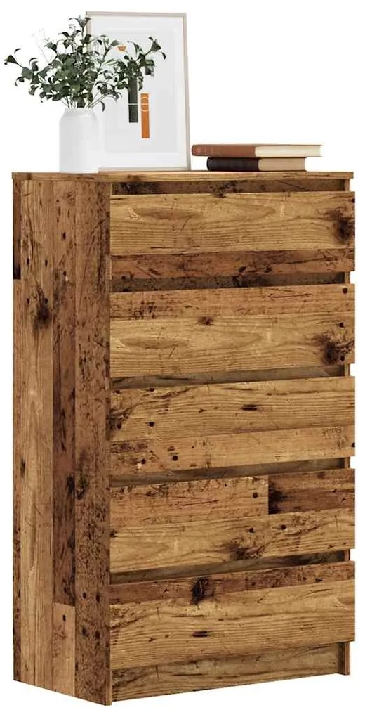 Cómoda com 5 Gavetas - 60x36x103 cm - derivados madeira - madeira velh