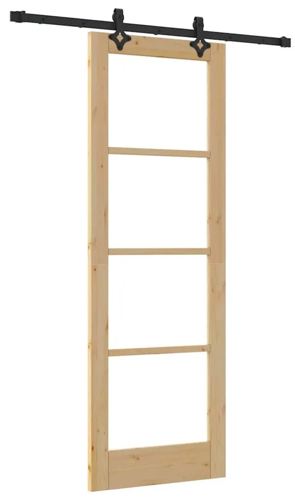 Conjunto de Porta Deslizante vidaXL 73.5x211 cm Madeira Maciça de Pinh