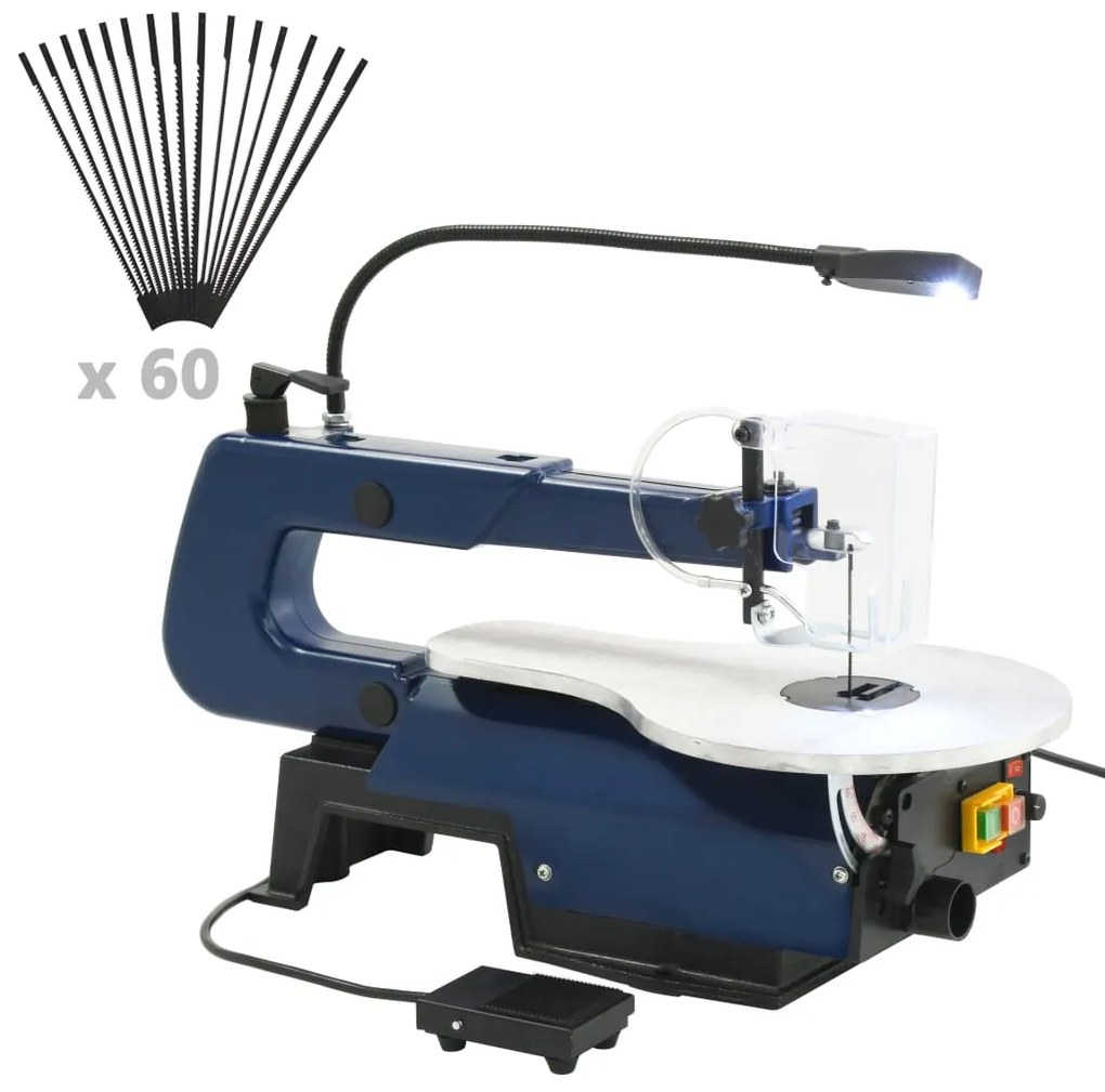 vidaXL Serra tico tico elétrica com pedal e luz LED 125 W