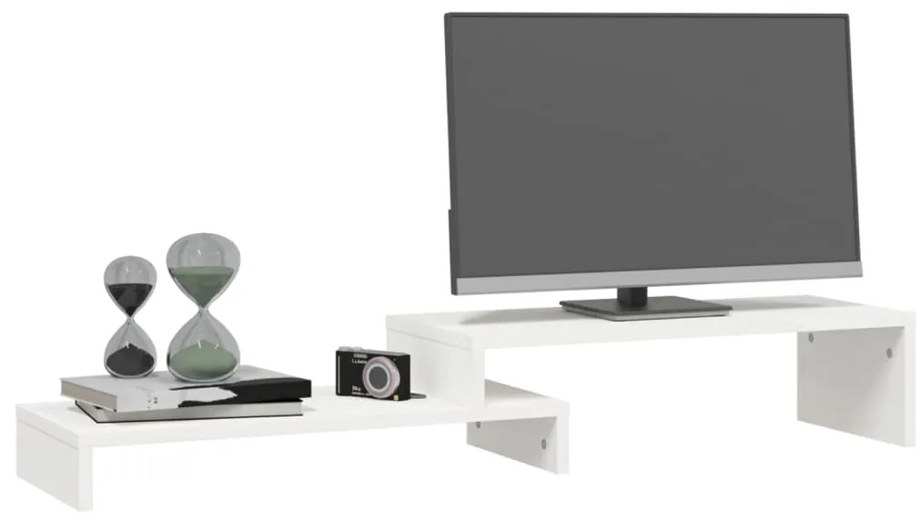 Suporte para monitor (52-101)x22x14 cm pinho maciço branco