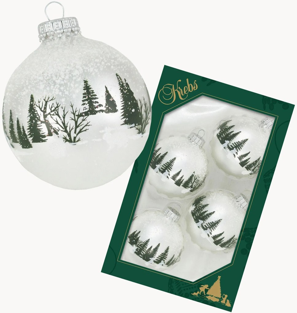 Bolas de Natal pintadas à mão Snow Hare, conjunto de 4