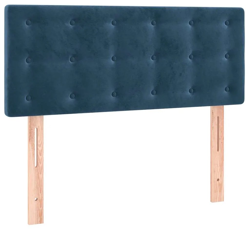 Cama box spring colchão LED 120x190cm couro artif. azul-escuro