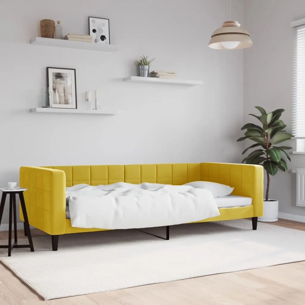 354013 vidaXL Sofá-cama 90x200 cm veludo amarelo