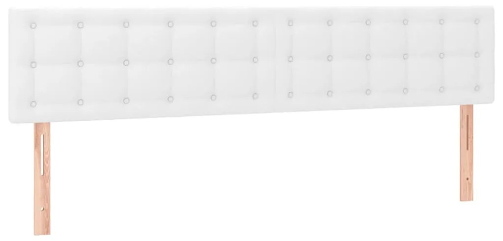 Cabeceira de cama c/ LED couro artificial 200x5x78/88 cm branco