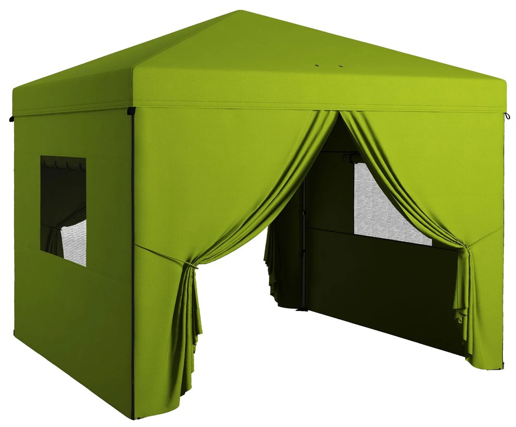 Tenda Dobrável 3x3 m Tenda de Jardim com 4 Paredes Laterais 2 Janelas