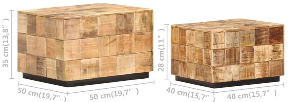 Mesas de centro 2 pcs c/ design blocos madeira mangueira áspera
