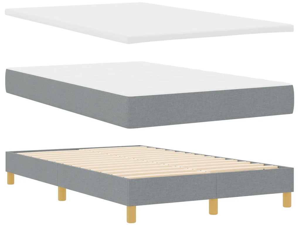 Cama Box Spring com Colchão Cinza Claro 120x200 cm Tecido