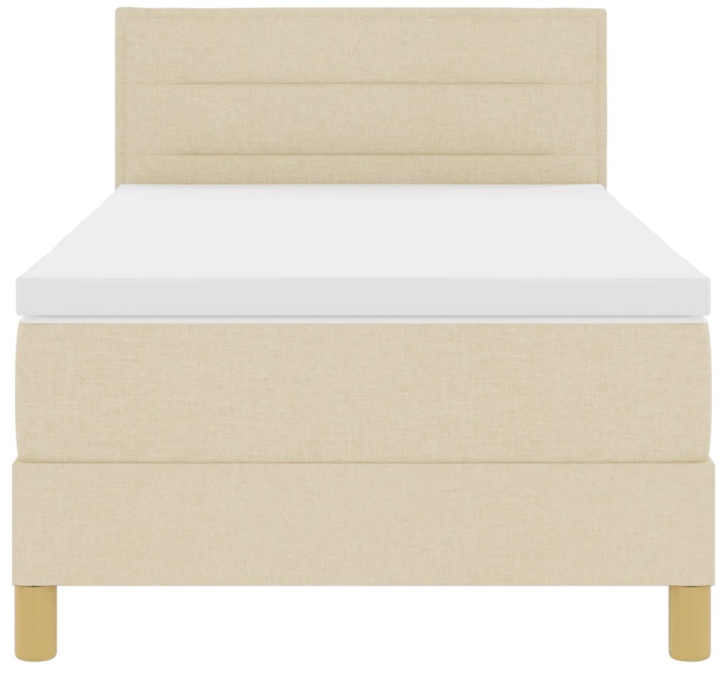 Cama Box Spring com Colchão Creme 80x200 cm Tecido