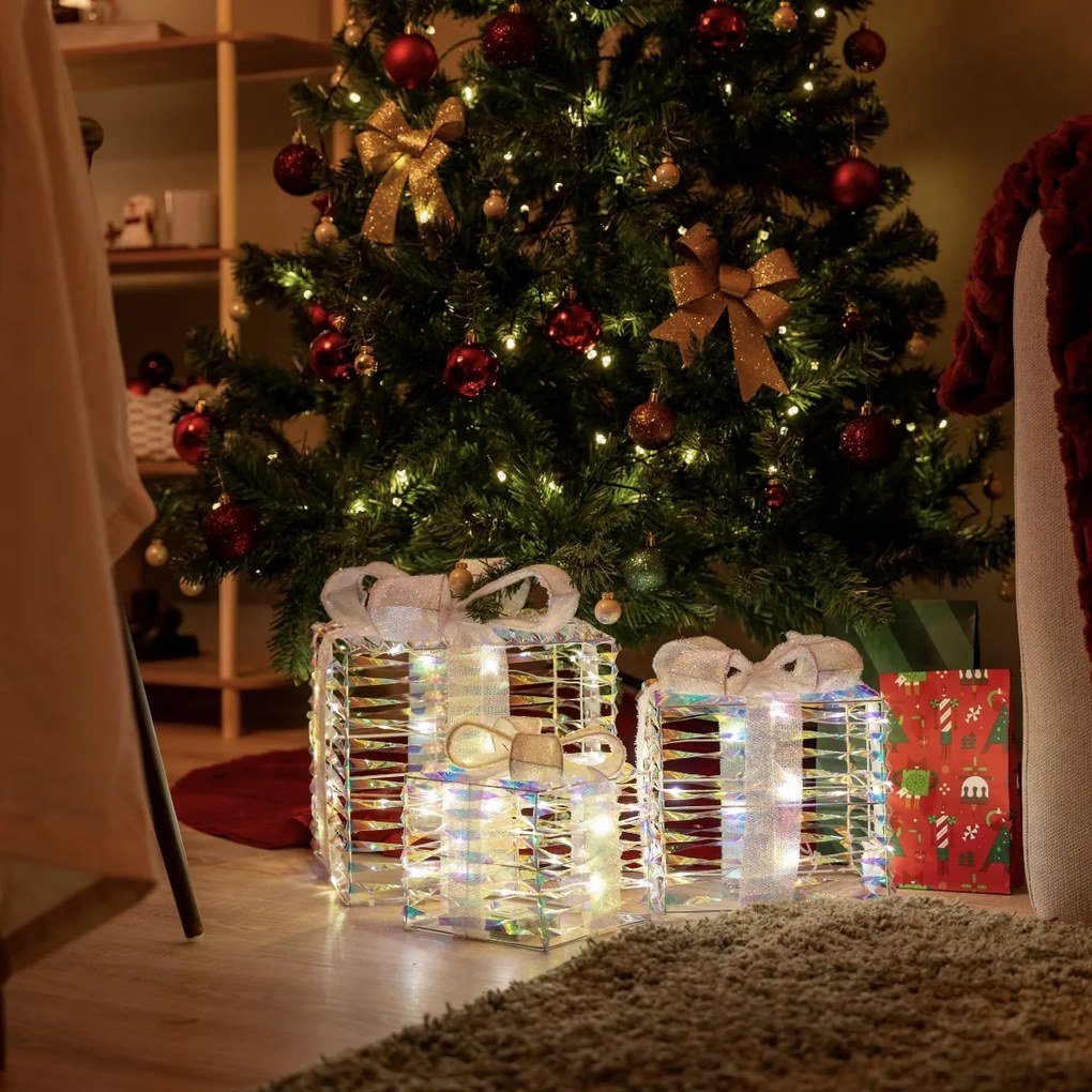 Conjunto de 3 presentes de Natal arco-íris incluindo LED - Niji