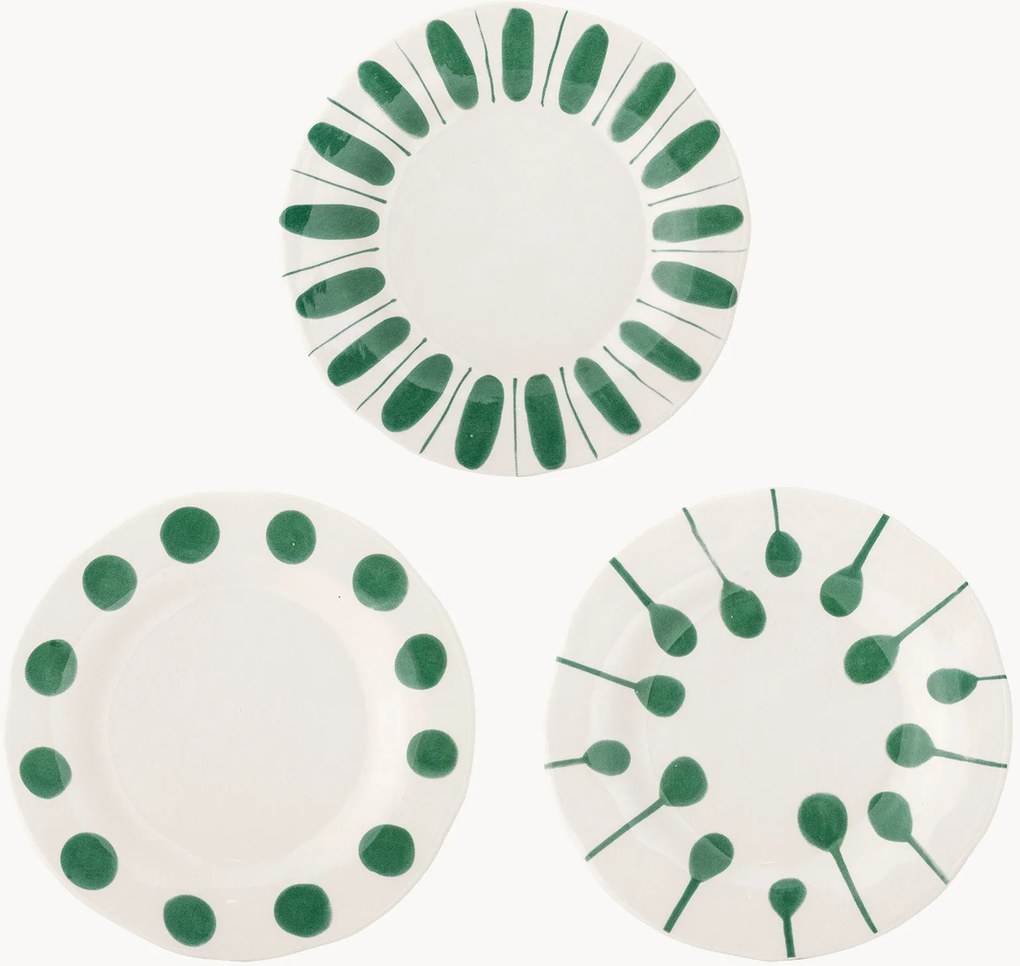 Pratos de pequeno-almoço pintados à mão Linora, conjunto de 3