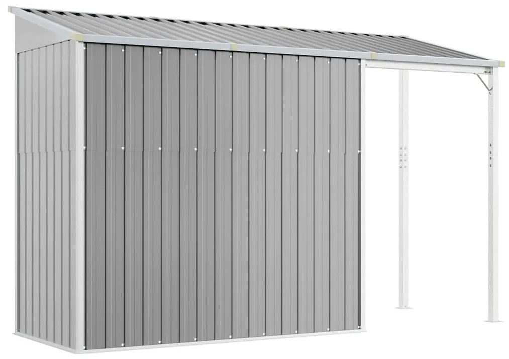 Abrigo de jardim com alpendre 277x107x181 cm aço cinza-claro