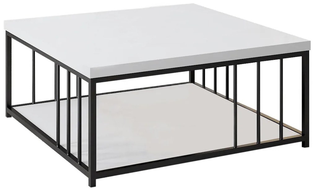 Mesa de Centro Zenn – Branco e Preto – 90 x 90 x 40 cm