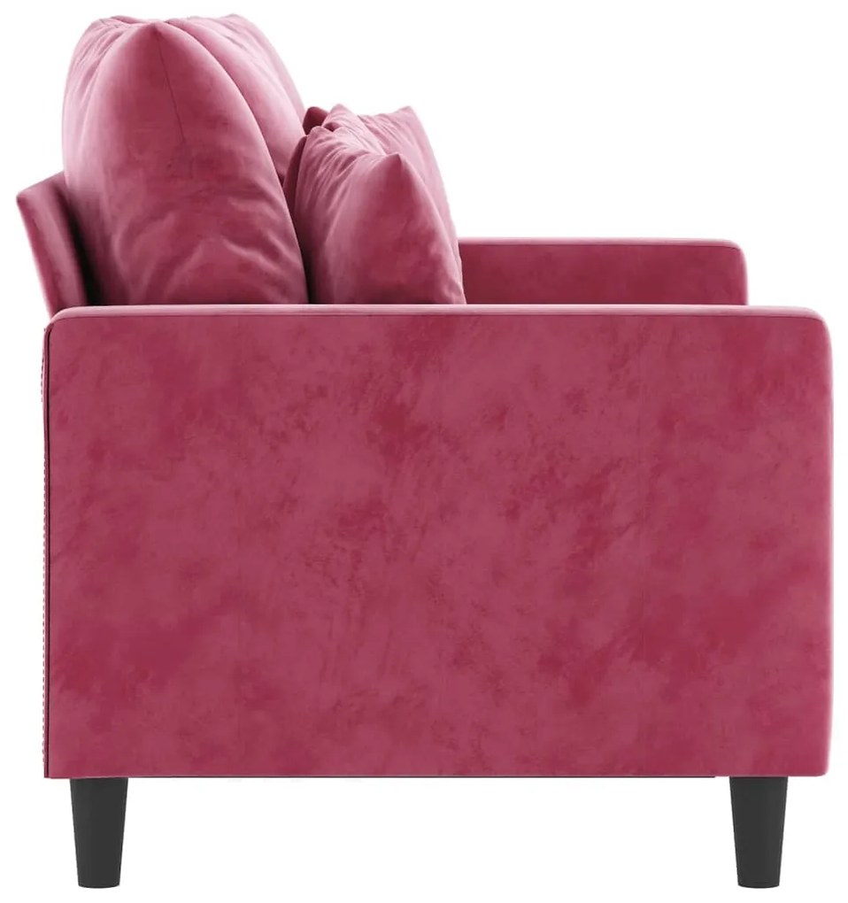 Sofá de 2 lugares veludo 120 cm vermelho tinto