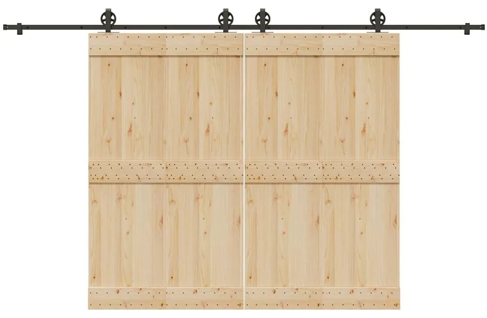 Kit de ferragens para porta deslizante 366 cm aço preto