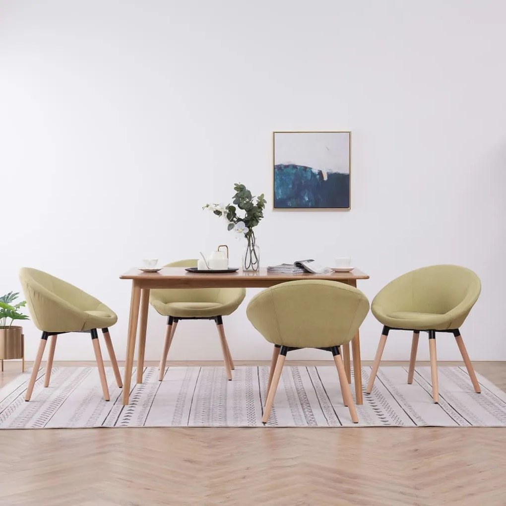 vidaXL Cadeiras de jantar 4 pcs tecido verde