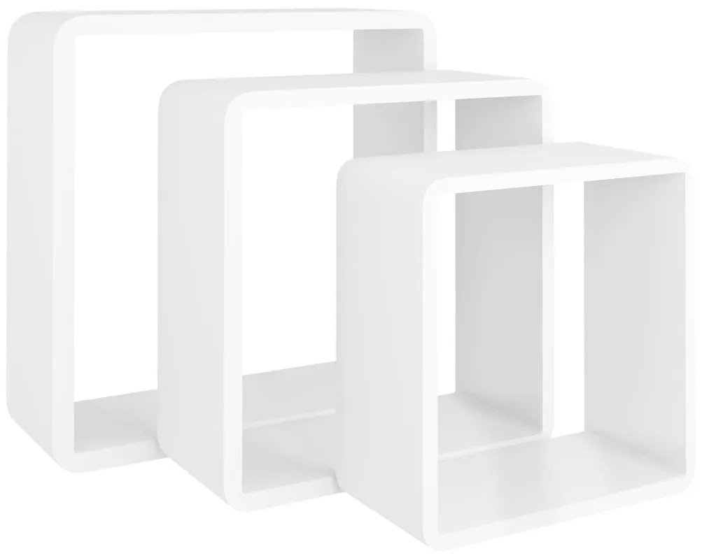 Prateleiras de parede em forma de cubo 3 pcs MDF branco