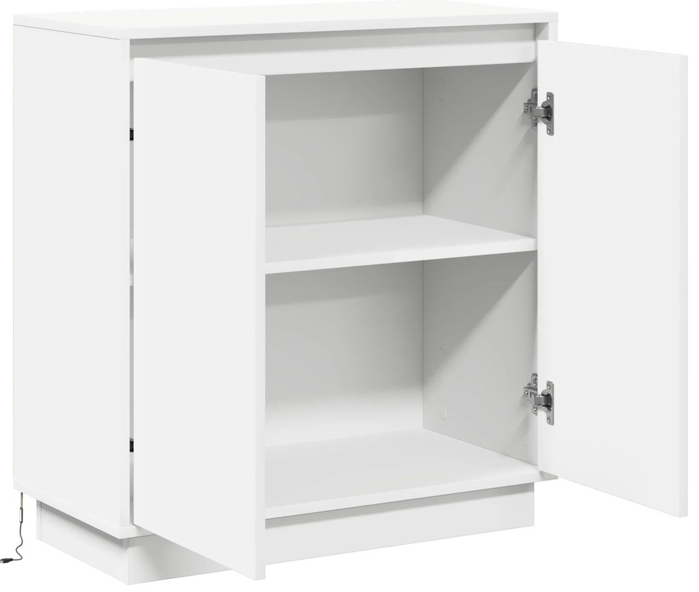 Aparador LED em Branco - 71x34,5x75 cm, Feito de Madeira Engenheirada