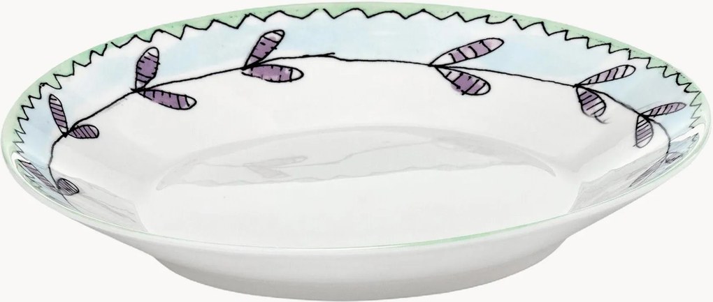 Pratos fundos em porcelana Fine Bone China Midnight Flowers, conjunto de 2