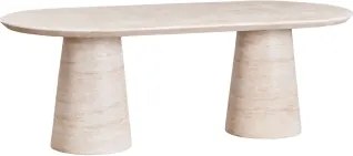 Mesa De Jardim Oval 220x95 Cm Em Cimento Noemi Look Travertino - Sklum