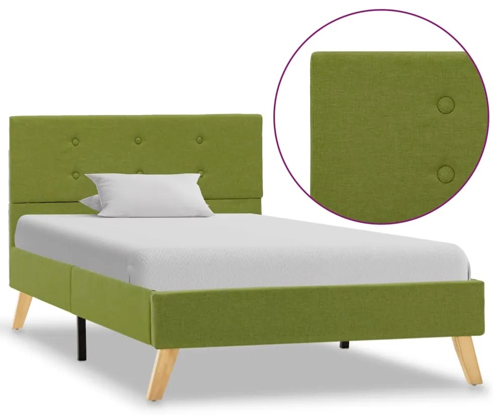 vidaXL Estrutura de cama em tecido verde 90x200 cm
