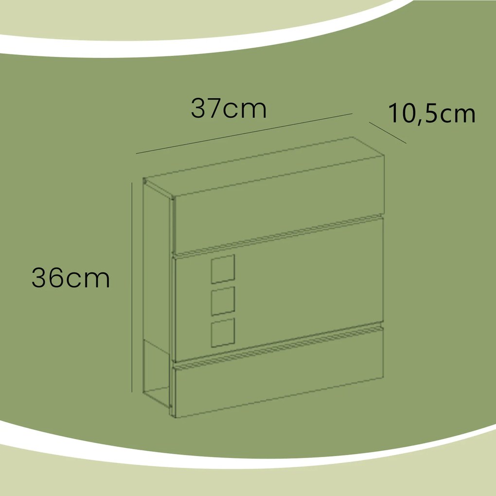 Caixa de correio 37 x 10,5 x 37 cm preta