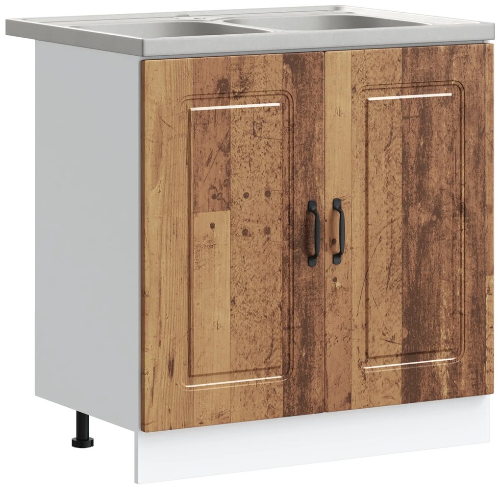 Armário de Cozinha vidaXL "Kalmar" com Duplos Fossos Madeira Velha Mad
