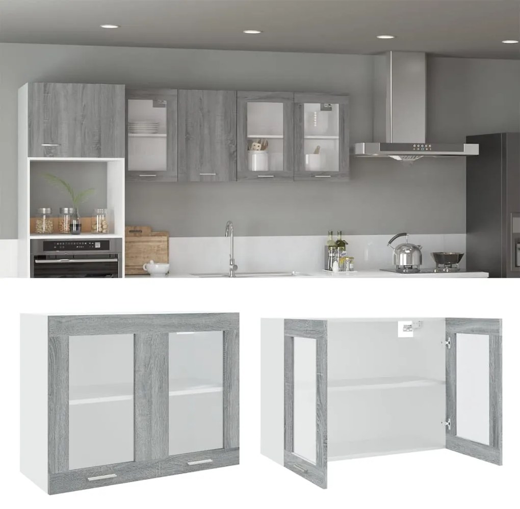 vidaXL Armário de parede “Lyon” 80x31x60 cm cinzento sonoma
