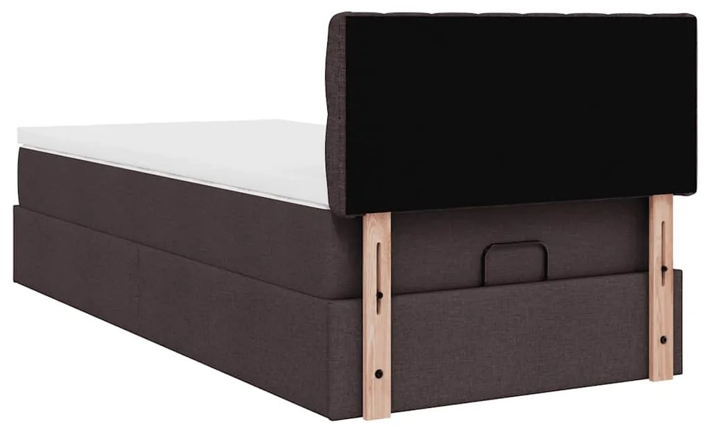 Cama otomana com colchão 90x200 cm tecido castanho escuro