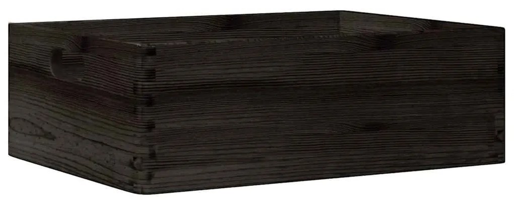 Caixa madeira com pegas preta 40x30x13 cm pinho madeira maciça