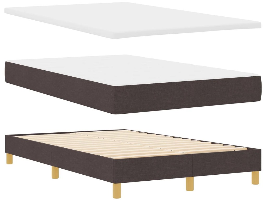 Cama Box Spring com Colchão & LED Marrom Escuro 120x200 cm Tecido