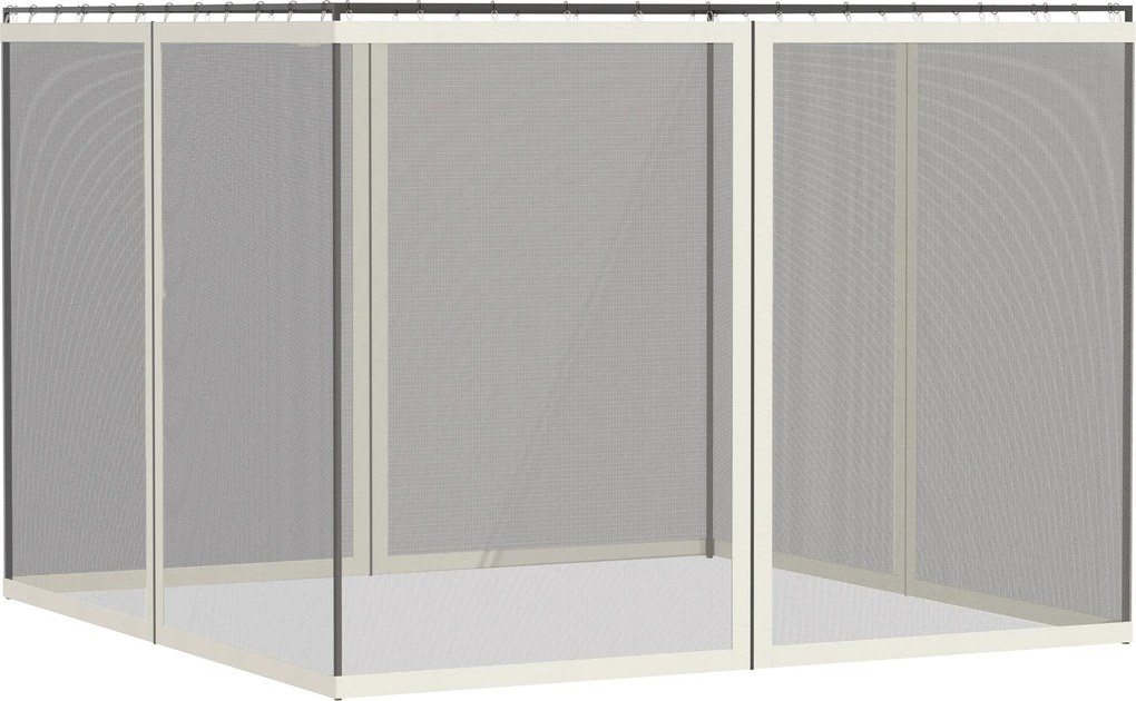 Outsunny Mosquiteiros para Pérgola Barraca Pavilhão de Jardim 3x4 m Conjunto de 4 Mosquiteiros Zíperes Ganchos de Fixação | Aosom Portugal