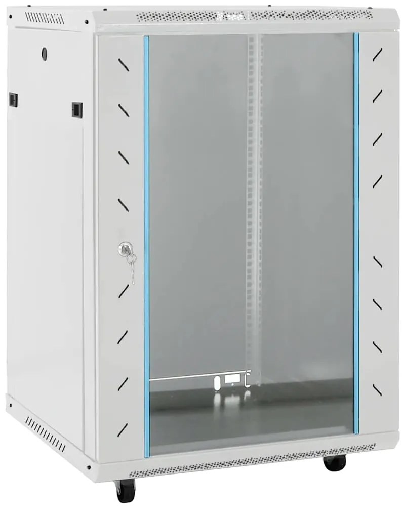 vidaXL Armário bastidor 15U 19" IP20 60x45x86 cm cinzento