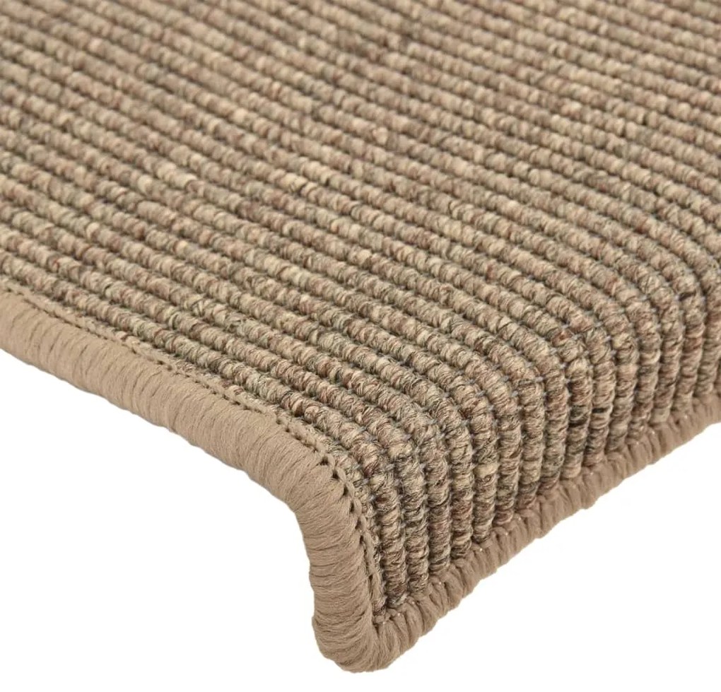 Tapetes de escada autoadesivos 15 pcs 65x21x4 cm bege-escuro