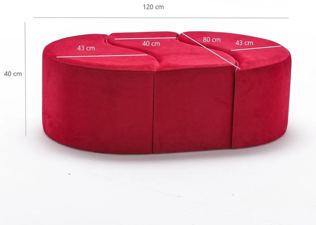 Pouffe Alya Puf – Vermelho – 120x40x80 cm